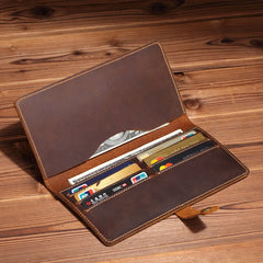 Men's Long Leather Wallet Crazy Horse Retro Business Multi-Card Position Wallet