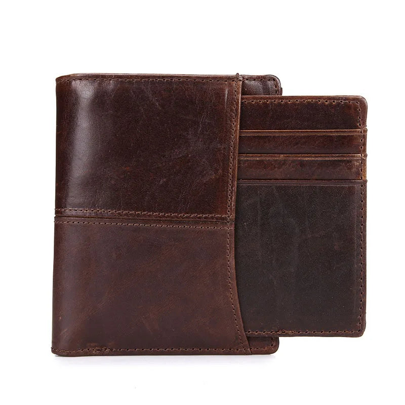 Men's Leather Wallet Short Money Clip Retro Design