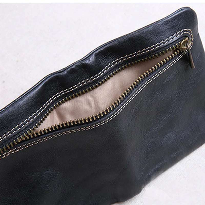 Ultra-thin Leather Wallet Short Zipper Buckle - Mini Purse for Men and Women