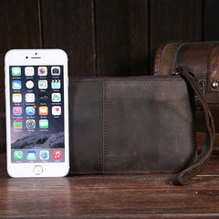Vintage Leather Wallets Crazy Horse Long Phone Bags