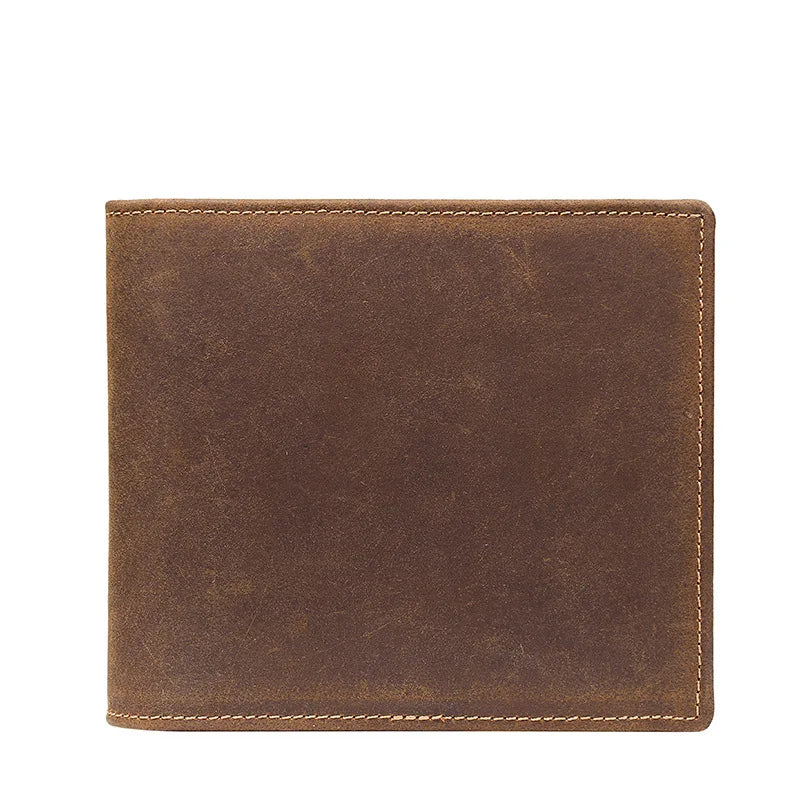 Crazy Horse Leather Wallet Men Short Wallet Multi-Card Holder