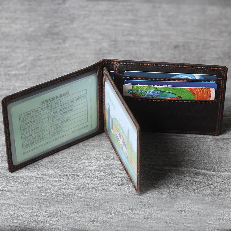 Retro Head Cowhide Driver's Pack Leather Multi-Card Pack