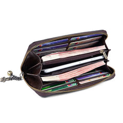 Embossed Vintage Leather Wallet Ladies Clutch Bag Zipper Bag