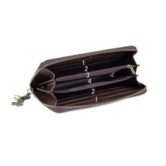 Embossed Vintage Leather Wallet Ladies Clutch Bag Zipper Bag