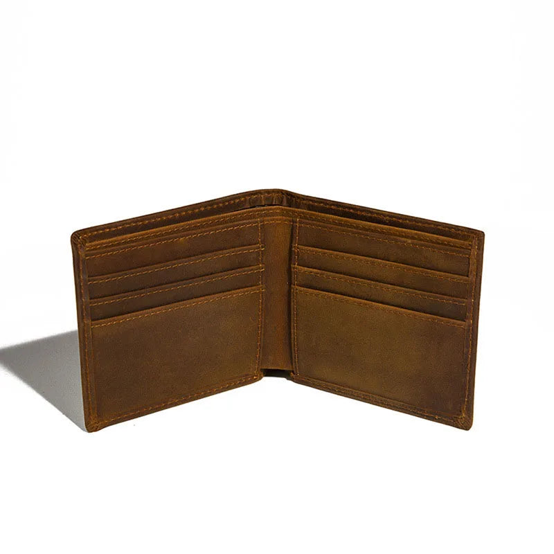 Men's Crazy Horse Leather Wallet Head Layer Cowhide Leather Men's Bag