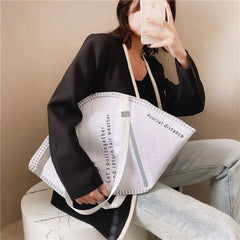Mask Shape Canvas Bag Women Shoulder Bag Large-capacity Shopping Handbag