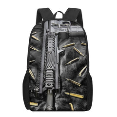AK47 Handgun Bullets 3D Print Backpack for Boys Girls 16 Inch School Bag