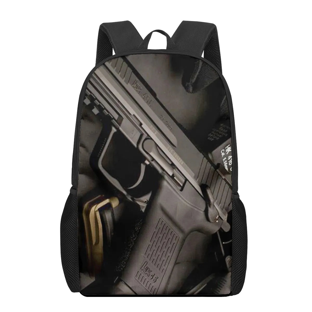 AK47 Handgun Bullets 3D Print Backpack for Boys Girls 16 Inch School Bag
