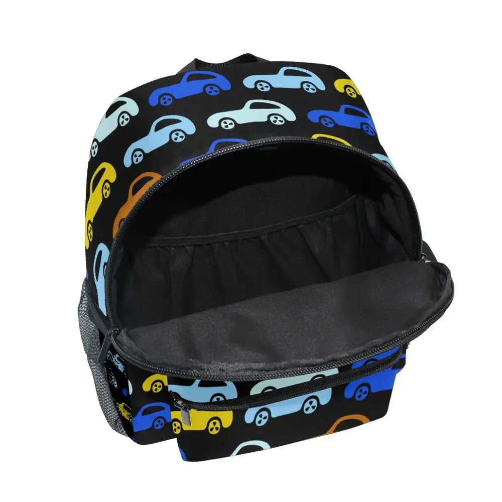 Girl's Car Cartoon Backpack for Ages 3-8