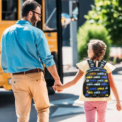 Girl's Car Cartoon Backpack for Ages 3-8