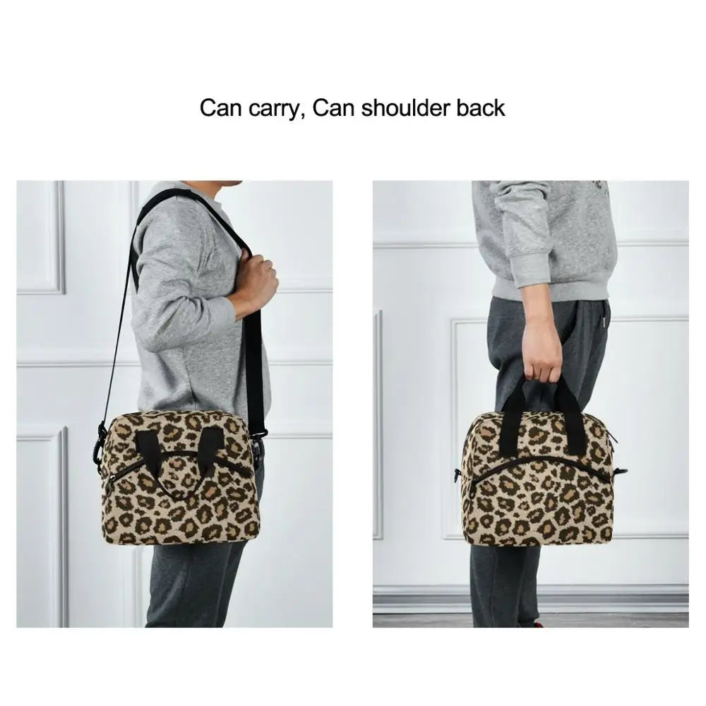 ALAZA Insulated Thermal Lunch Bag Leopard Print Tote Box