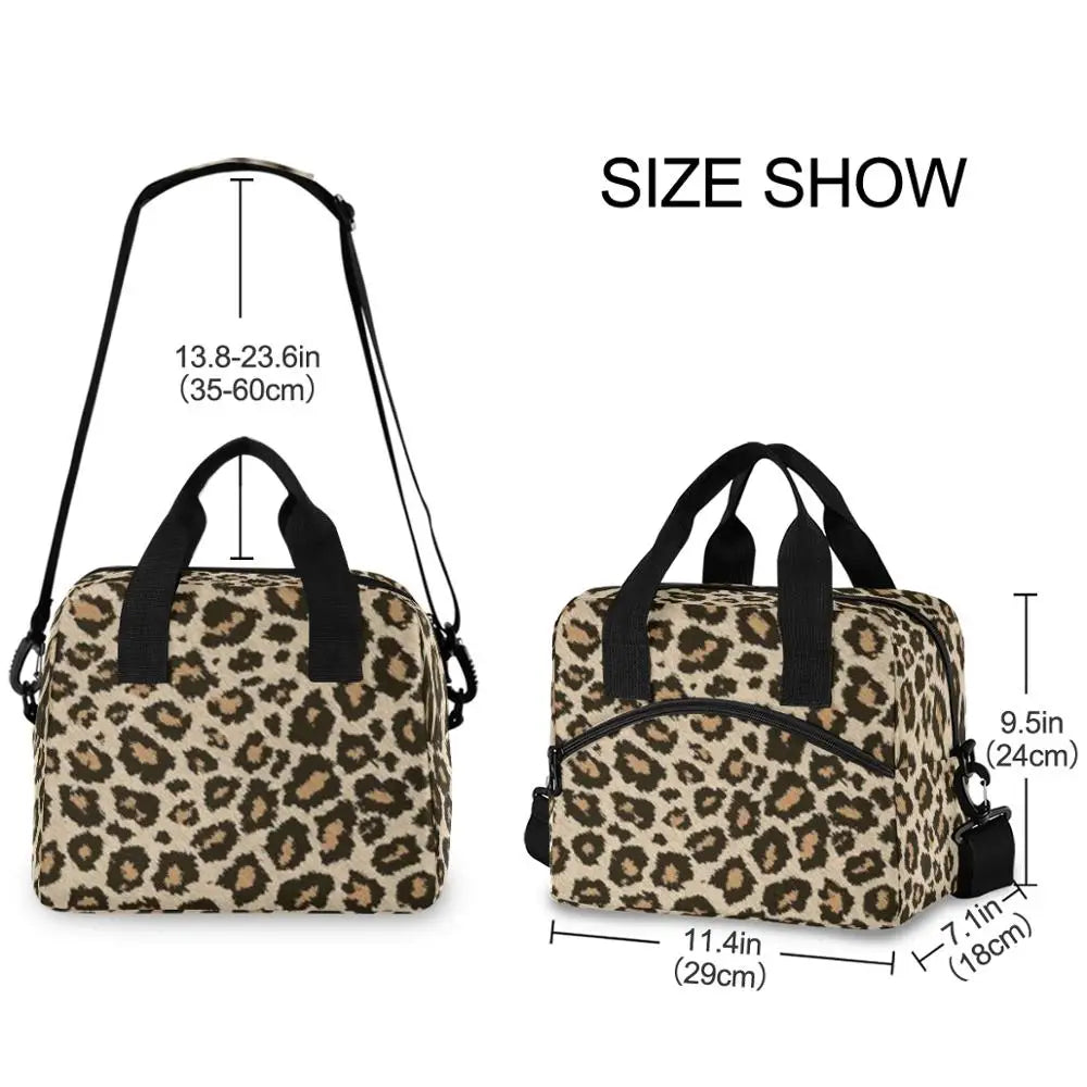 ALAZA Insulated Thermal Lunch Bag Leopard Print Tote Box