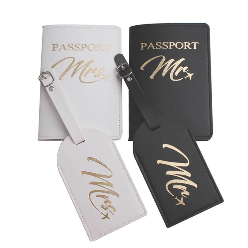Mr Mrs Passport Cover Luggage Tag Set AN28