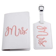 Embroidery Mr Mrs Lover Couple Passport Cover Set