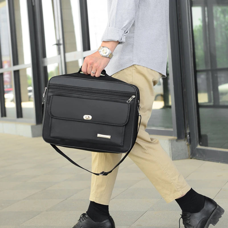 Men's 17in Briefcase Handbag Large Capacity Business & Casual Shoulder Bag