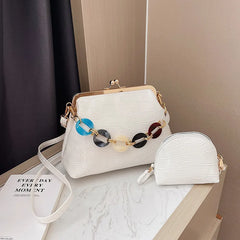 ASHINE Chain Shoulder Bags Set for Women Crocodile Purses and Handbags