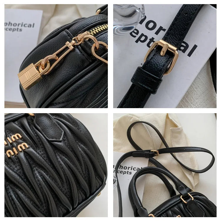 ASHINE Puffy Padded Handheld Bags Women Ruched Crossbody Bag