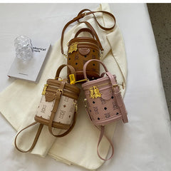 ASHINE Cylinder Bucket Bag Leather Shoulder Crossbody Bag