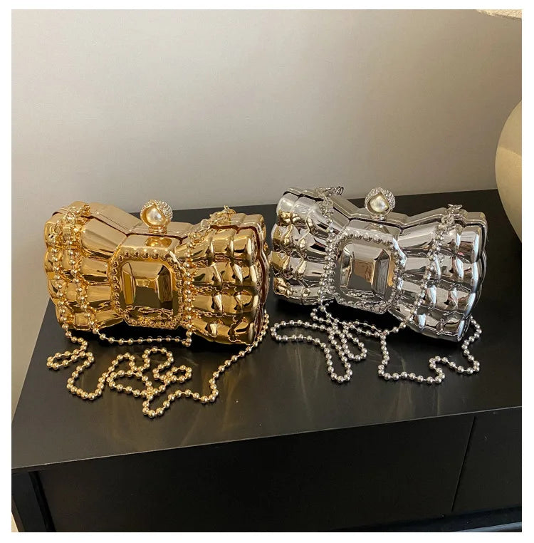 ASHINE Acrylic Evening Clutch Bow Chain Handbag