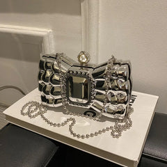 ASHINE Acrylic Evening Clutch Bow Chain Handbag