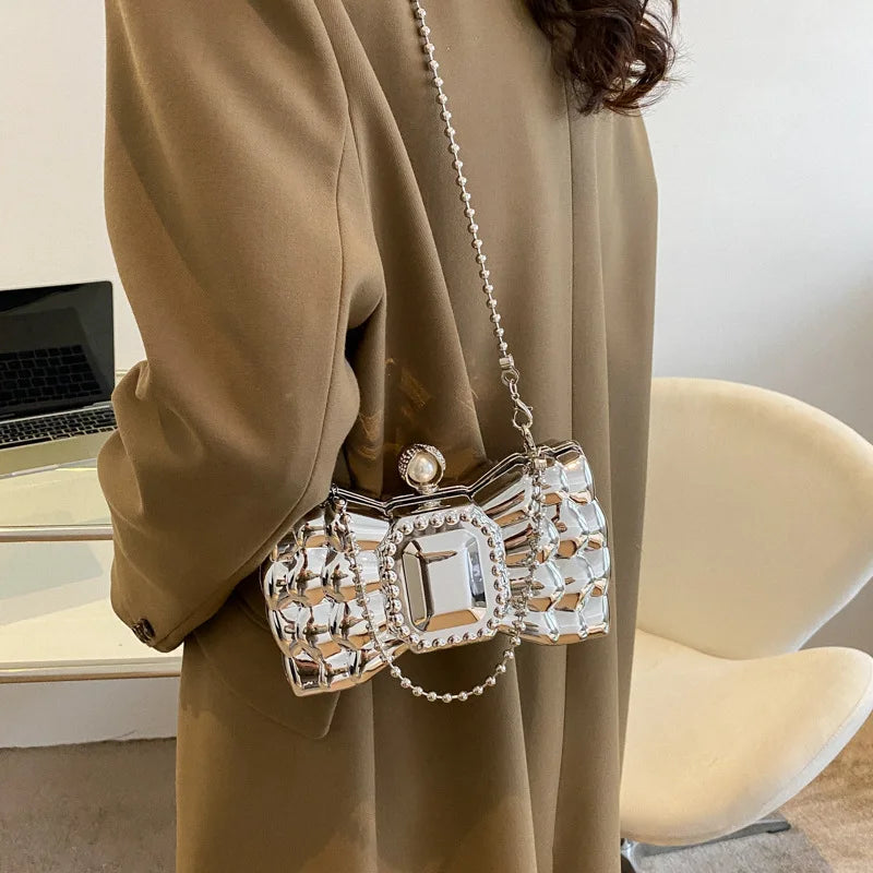 ASHINE Acrylic Evening Clutch Bow Chain Handbag