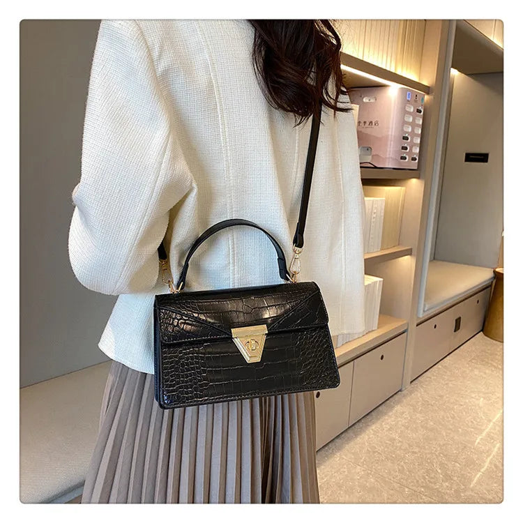 ASHINE Crocodile Shoulder Messenger Bag For Women Stone Pattern Hand Bags