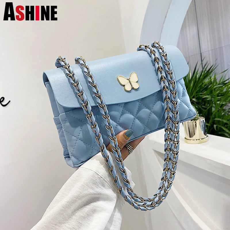 ASHINE Small Clutch Bag Chains Butterfly Handbag for Women