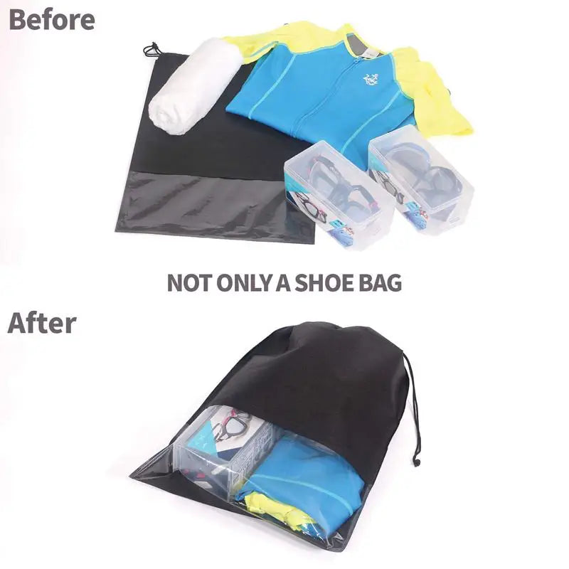 AUAU-12PCS Travel Shoe Bags Waterproof Non-Woven storage With Rope - X-Large