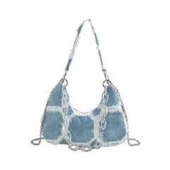 Sweet Y2K Style Denim Girls Underarm Bag