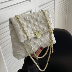 Aboutlee Embossed Flap Canvas Square Bag Lightweight Handbag