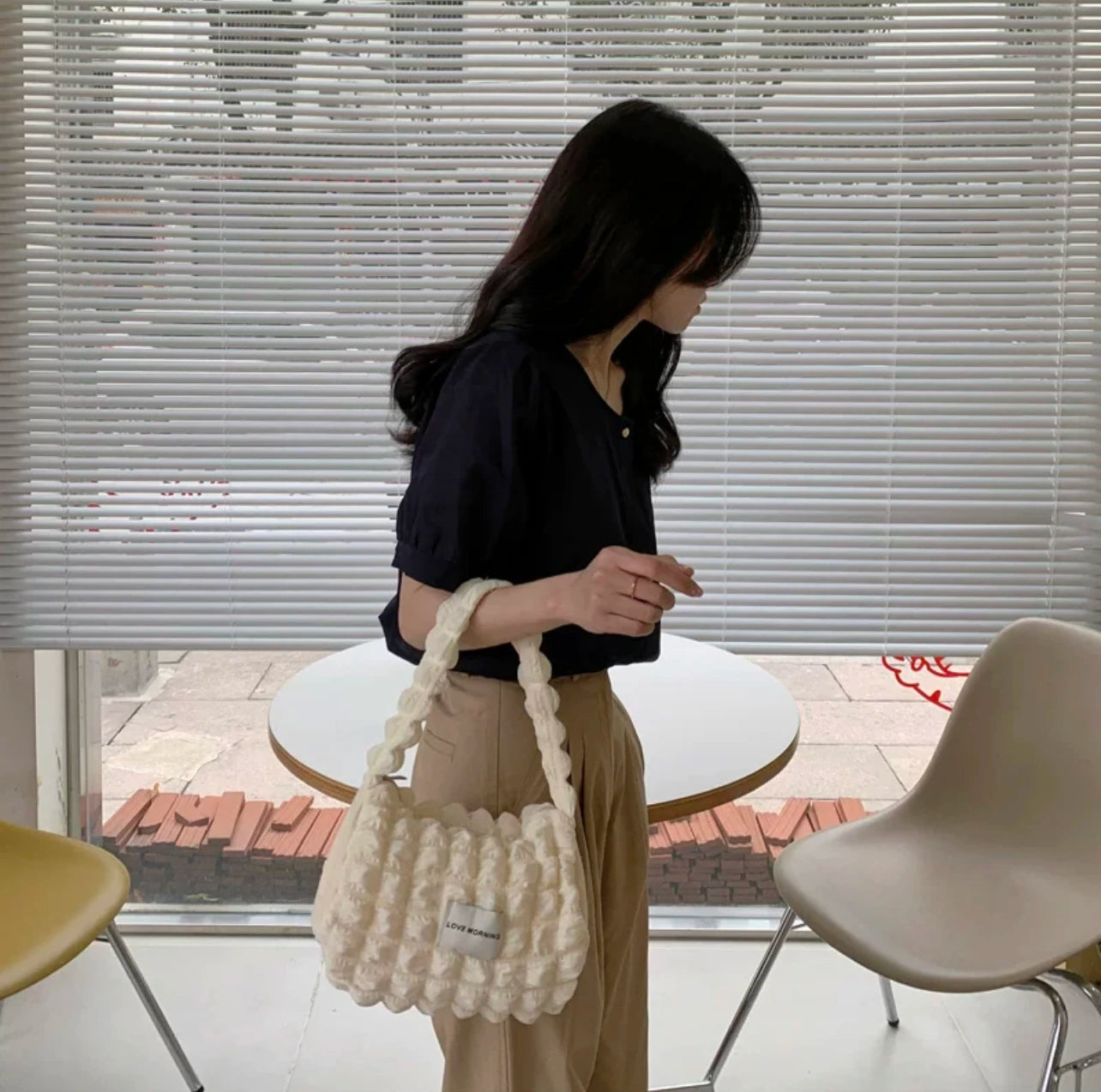 Aboutlee Pleated Casual Handbag Women Side Bag Lightweight Shopping Bag