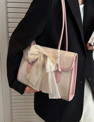 Aboutlee Bow Shoulder Bag Matching Small Square Bag Women Purse