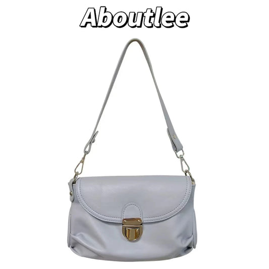 Aboutlee Vintage Flap Women Bag Solid Underarm Bag