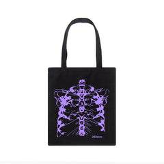 Abstract Art Gothic Skull Print Canvas Bag Skeleton Anime Shopper Bags Har...