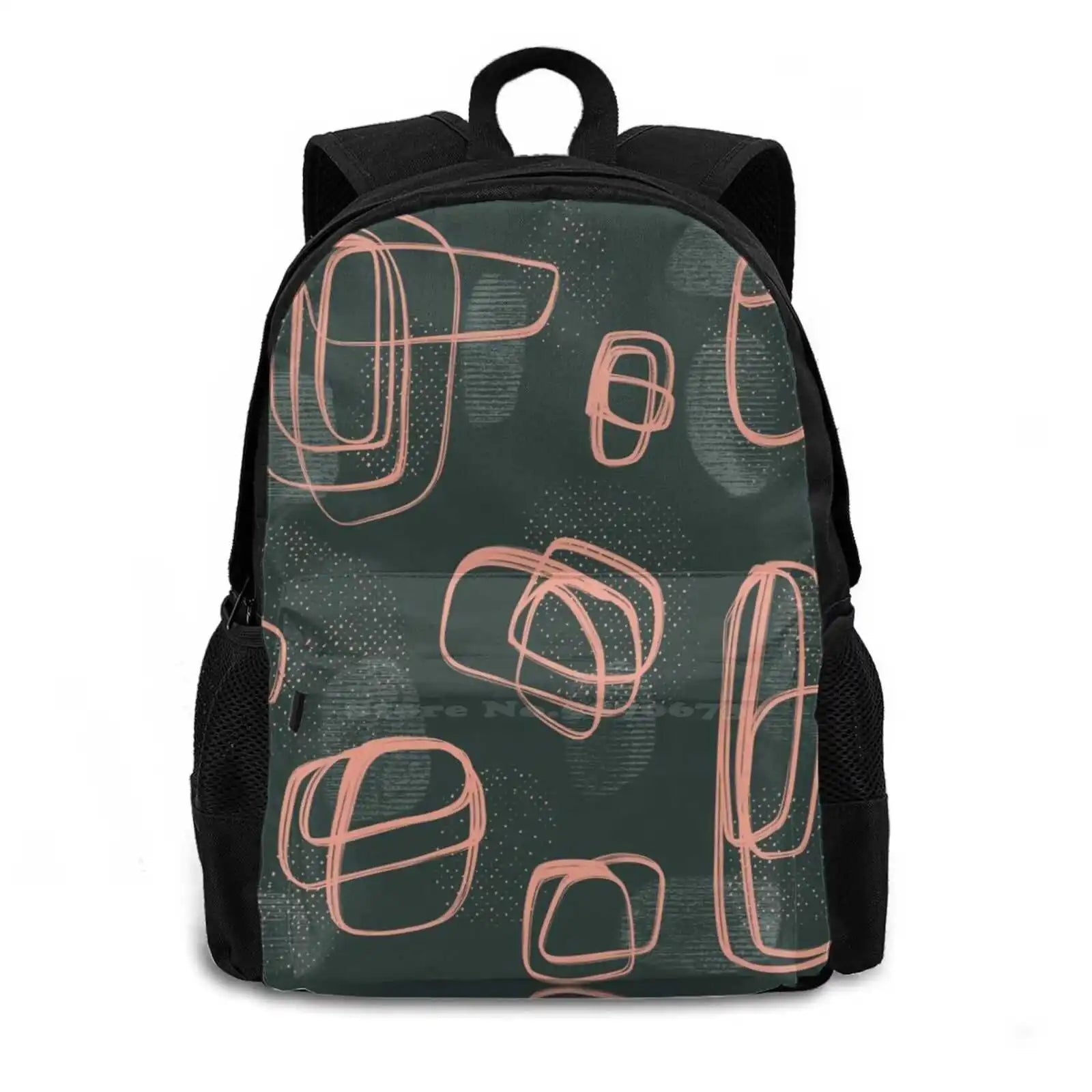 Peach & Teal Green Halftone Pattern 3D Print Backpack