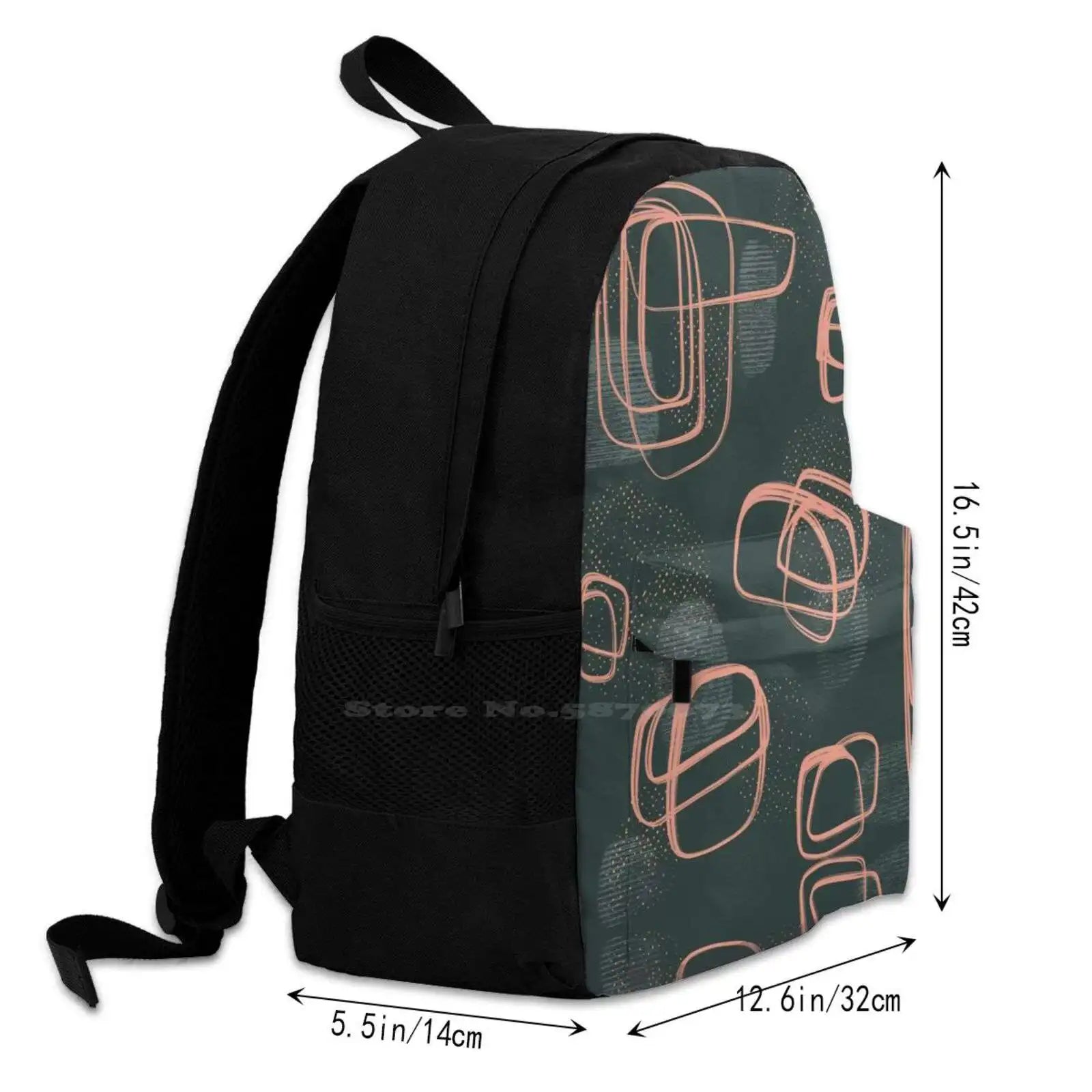 Peach & Teal Green Halftone Pattern 3D Print Backpack
