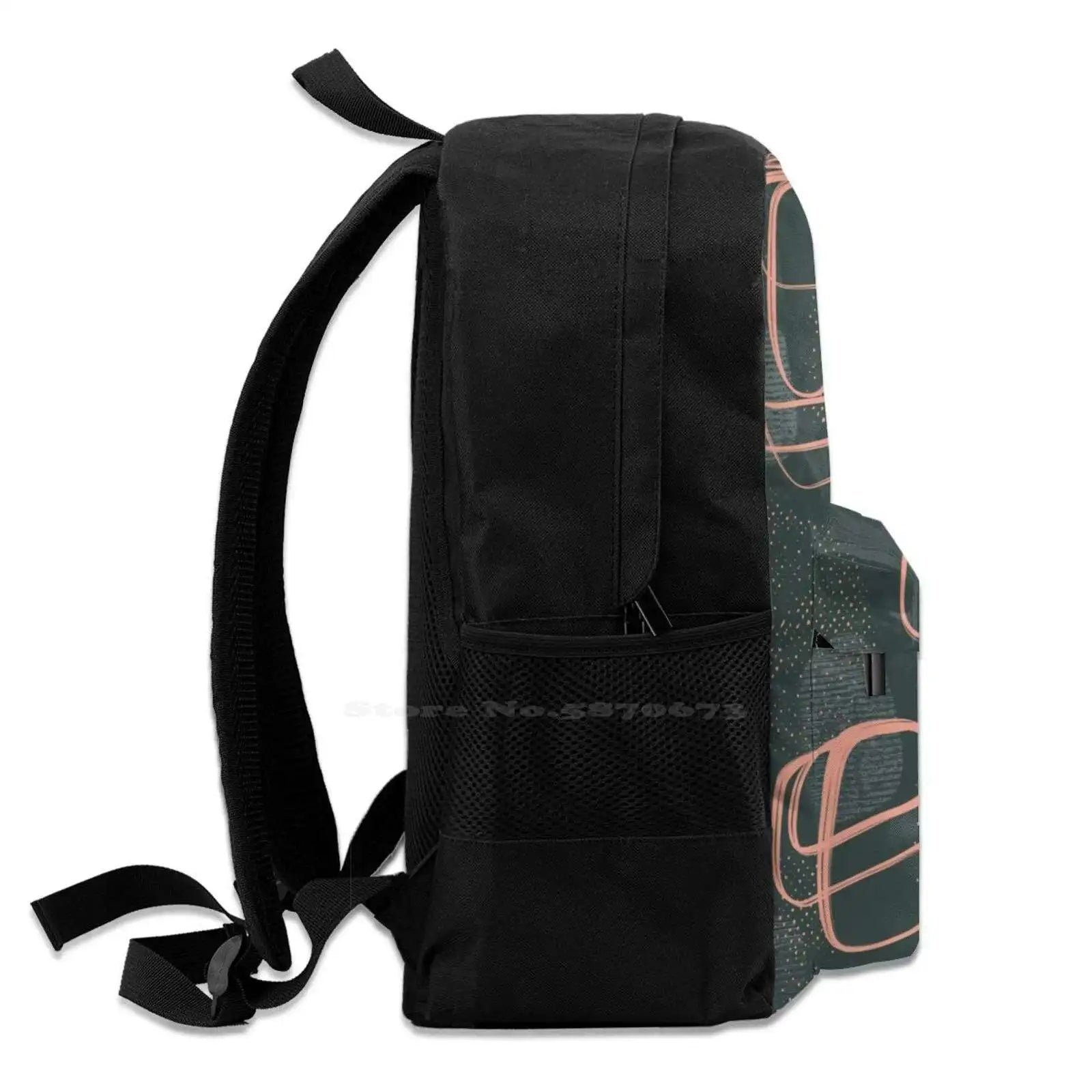 Peach & Teal Green Halftone Pattern 3D Print Backpack