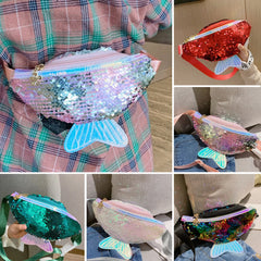 Sequined Fishtail Kids Waist Bag - Mobile Coin Purse