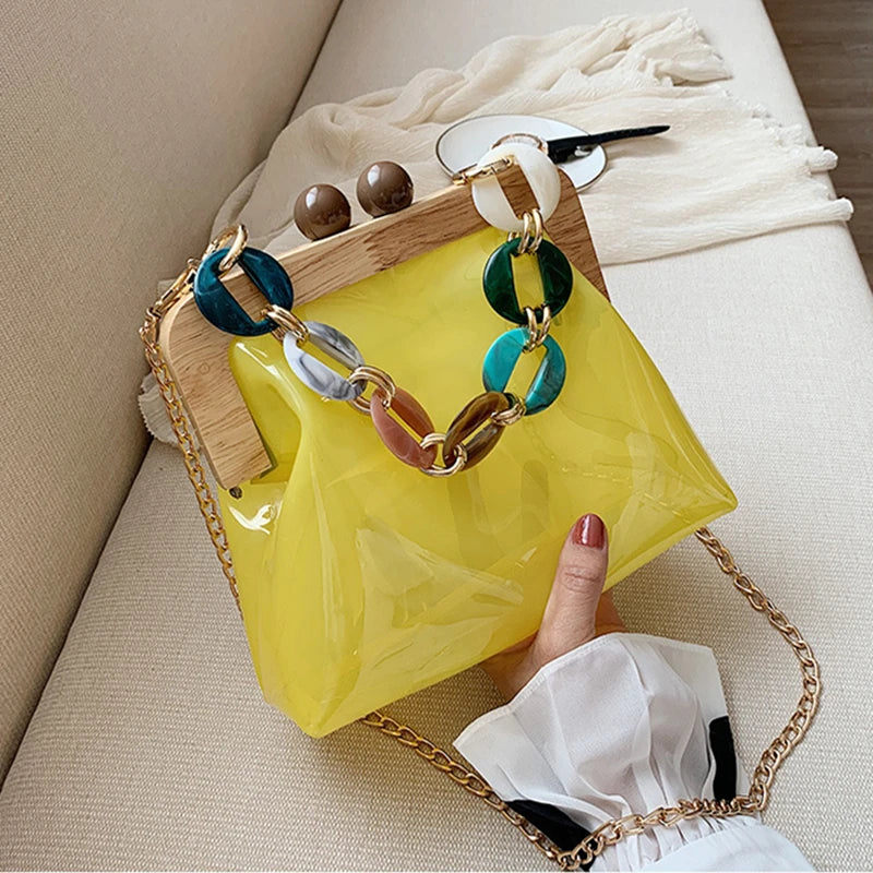 Acrylic Chain Jelly Bag PVC Women Shoulder Crossbody Bags