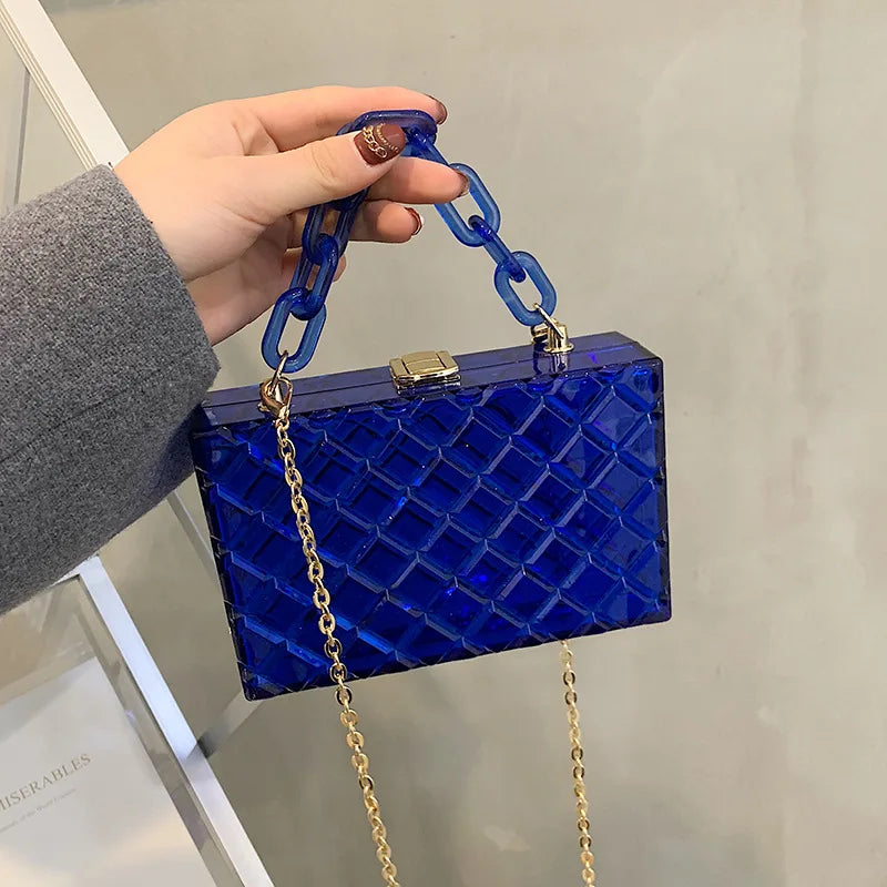 Acrylic Chain Transparent Box Jelly Handbags Clear PVC Mini Shoulder