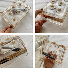 Clear Flower Crossbody Bag Evening Party Clutch Summer Bag
