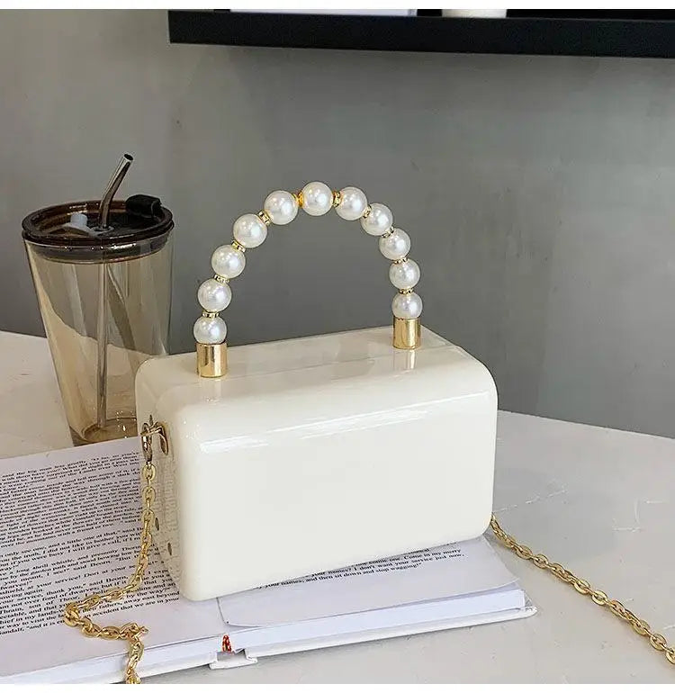 Acrylic Hard Box Chain Crossbody Bag Evening Shoulder Bag Purses