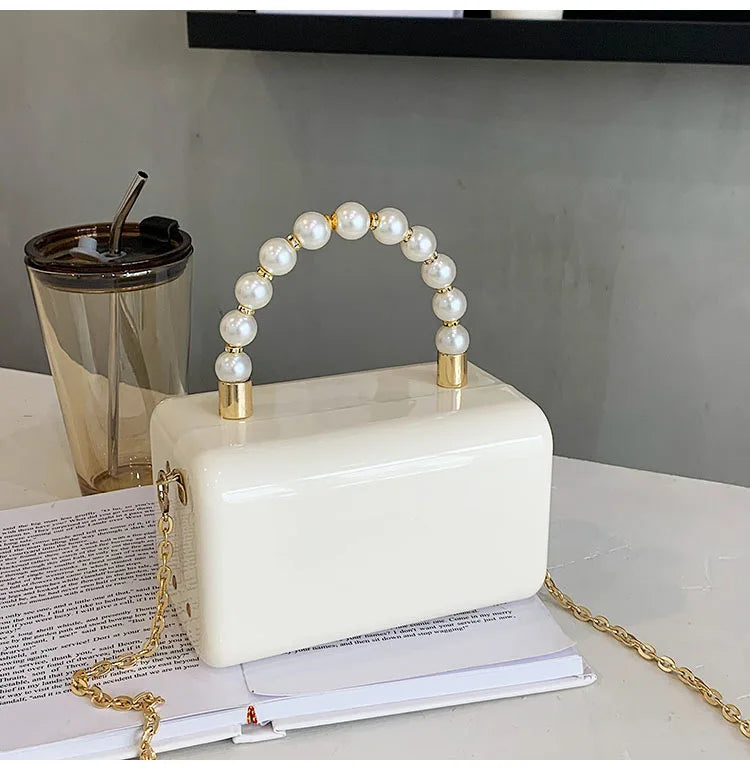 Acrylic Hard Box Chain Crossbody Bag Evening Shoulder Bag Purses