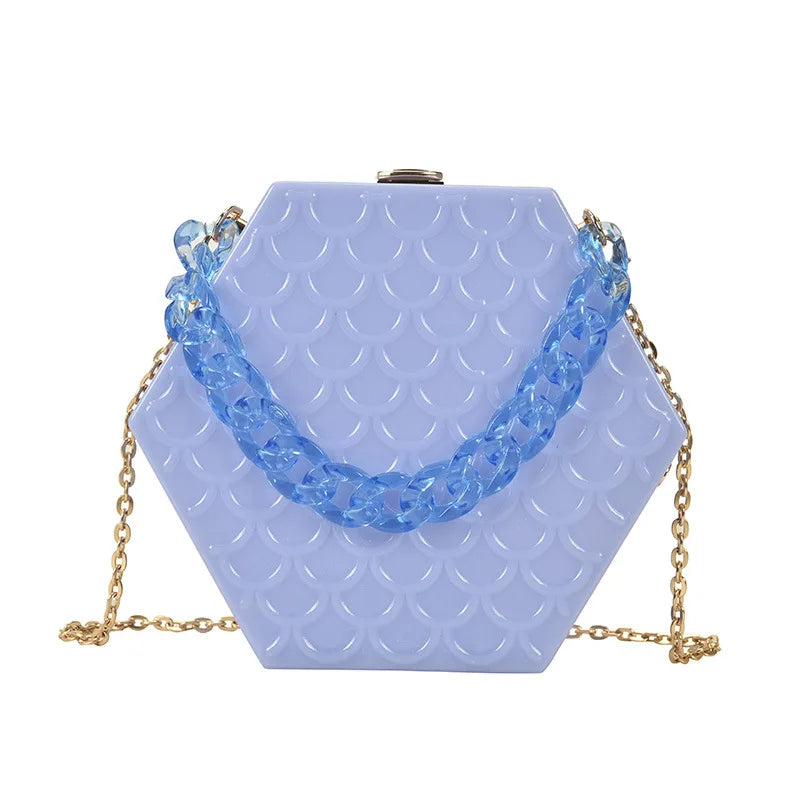 Acrylic Mermaid Colour Box Tote Bag Summer PVC Women's Handbag