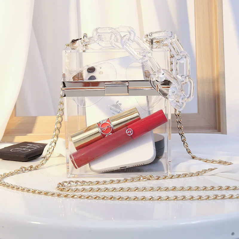 Acrylic Purple Clutch Handbag Bridal Purse Party Shoulder Bag