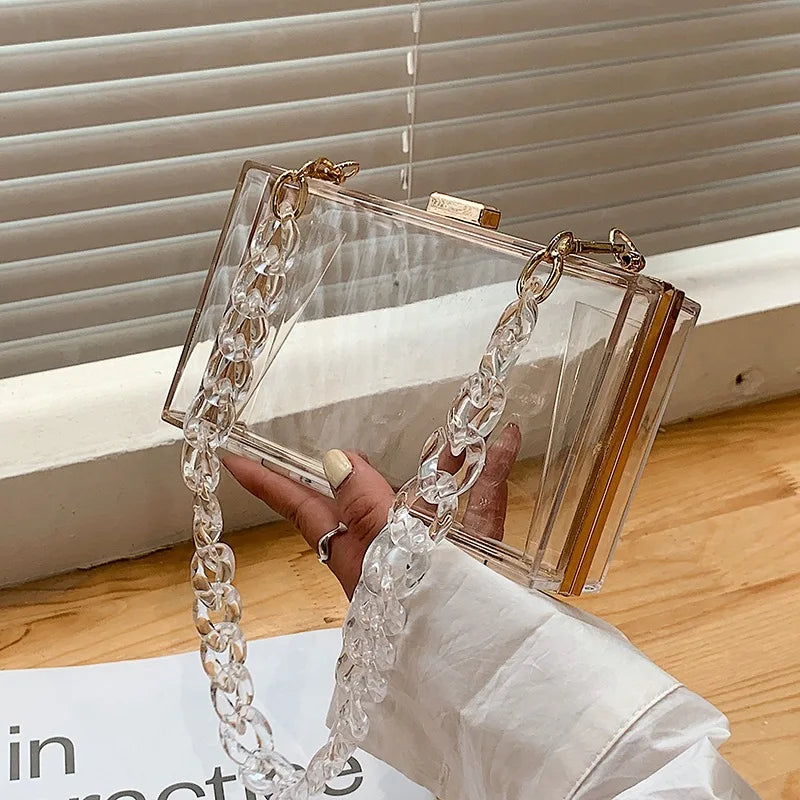 Acrylic Transparent Box Bag Tote Bag Chain Shoulder Bag PVC Women's Bag