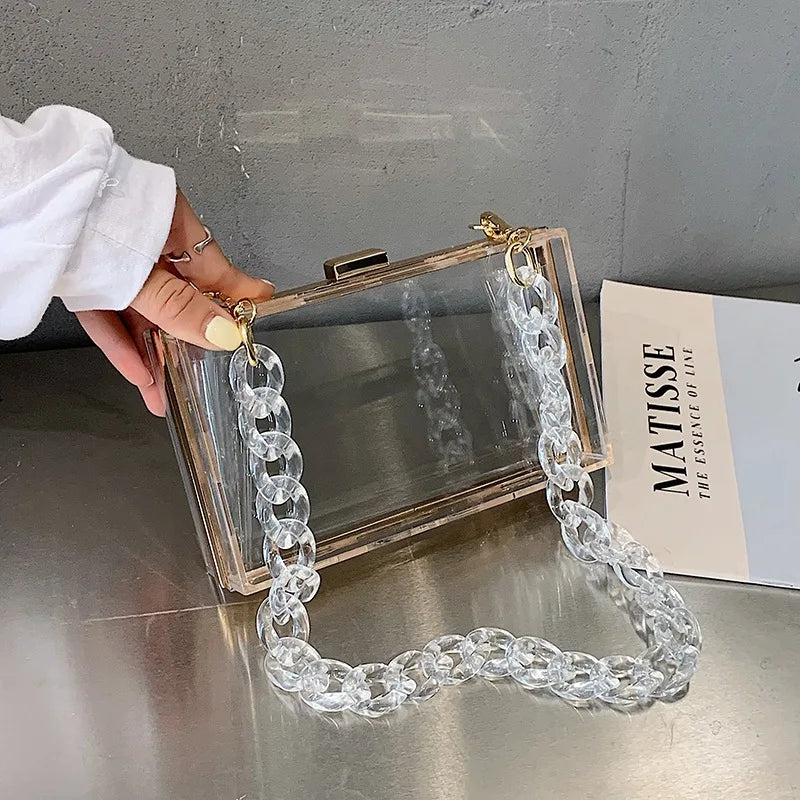 Acrylic Transparent Box Bag Tote Bag Chain Shoulder Bag PVC Women's Bag