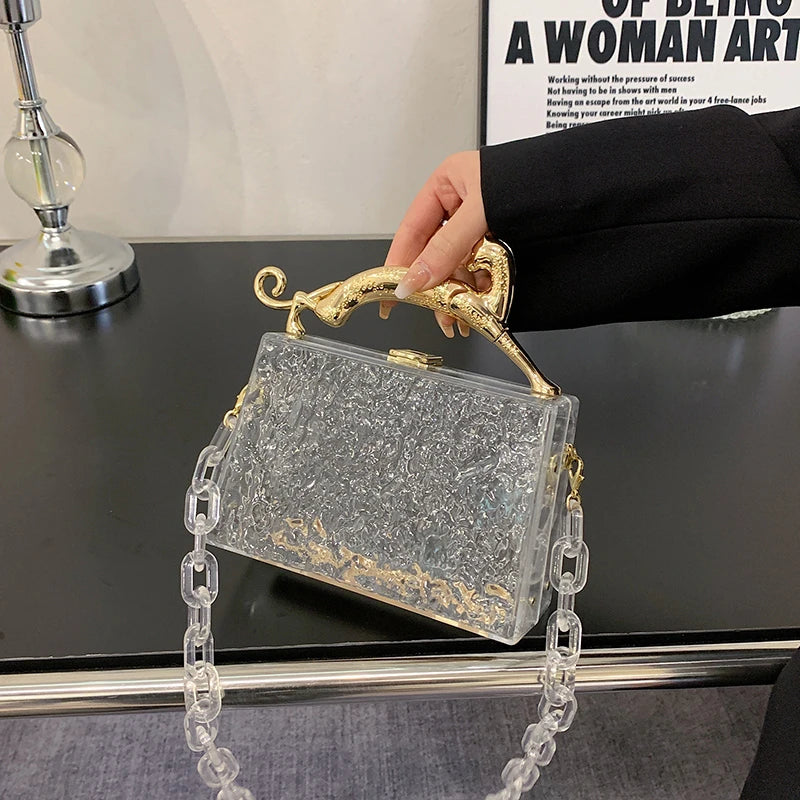 Acrylic Transparent Evening Clutch Bag Chain Shoulder Party Purse