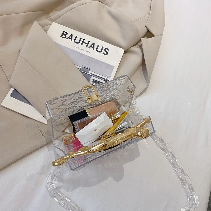 Acrylic Transparent Evening Clutch Bag Chain Shoulder Party Purse