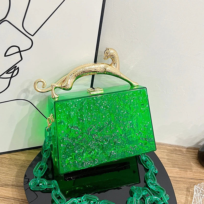Acrylic Transparent Evening Clutch Bag Chain Shoulder Party Purse